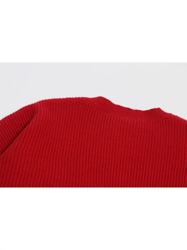 Y2K Grunge Aesthetic Red Christmas Sweater - Oversized Knitwear with Bow Detail