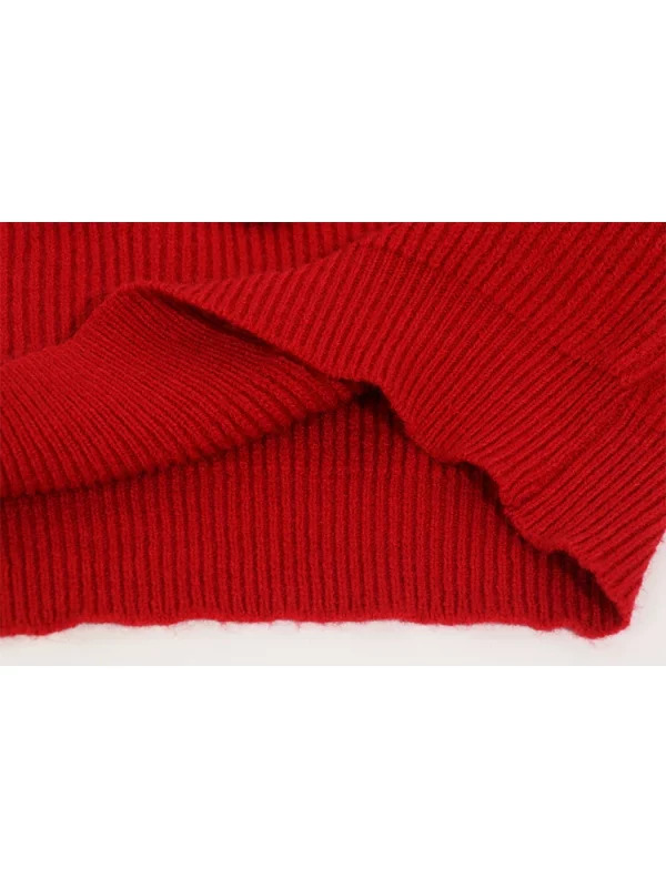 Y2K Grunge Aesthetic Red Christmas Sweater - Oversized Knitwear with Bow Detail