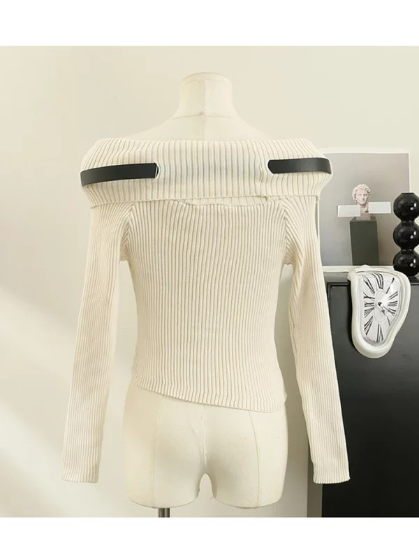 Y2K Grunge Aesthetic Sweater - Korean Fashion Slash Neck Jumper for Women