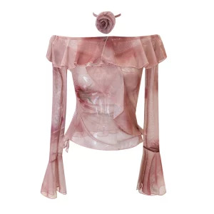 Y2K Grunge Aesthetic Tie Dye Ruffle Chiffon Shirt - Vintage Retro Style