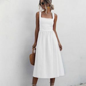 Y2K Grunge Backless Ruched Slip Midi Dress - Summer Casual Chic for Women