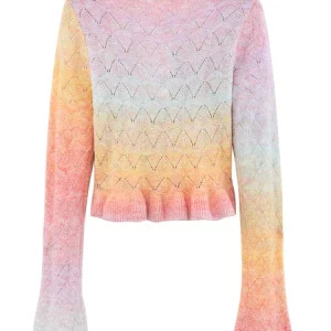 Y2K Grunge Candy Color Cardigan: Romantic Mori Girl Cropped Sweater with Lace-Up Detail