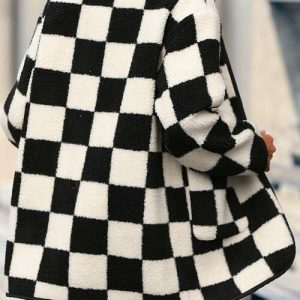 Y2K Grunge Chequered Shaket - Long-Sleeved, Pocketed, Autumn Jacket, Stylish Gift for