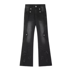 Y2K Grunge Denim Flare Jeans - Women's Kpop Harajuku Fashion Trashy Low Waisted Bell