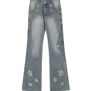 Y2K Grunge Denim Flare Jeans - Women's Kpop Harajuku Fashion Trashy Low Waisted Bell