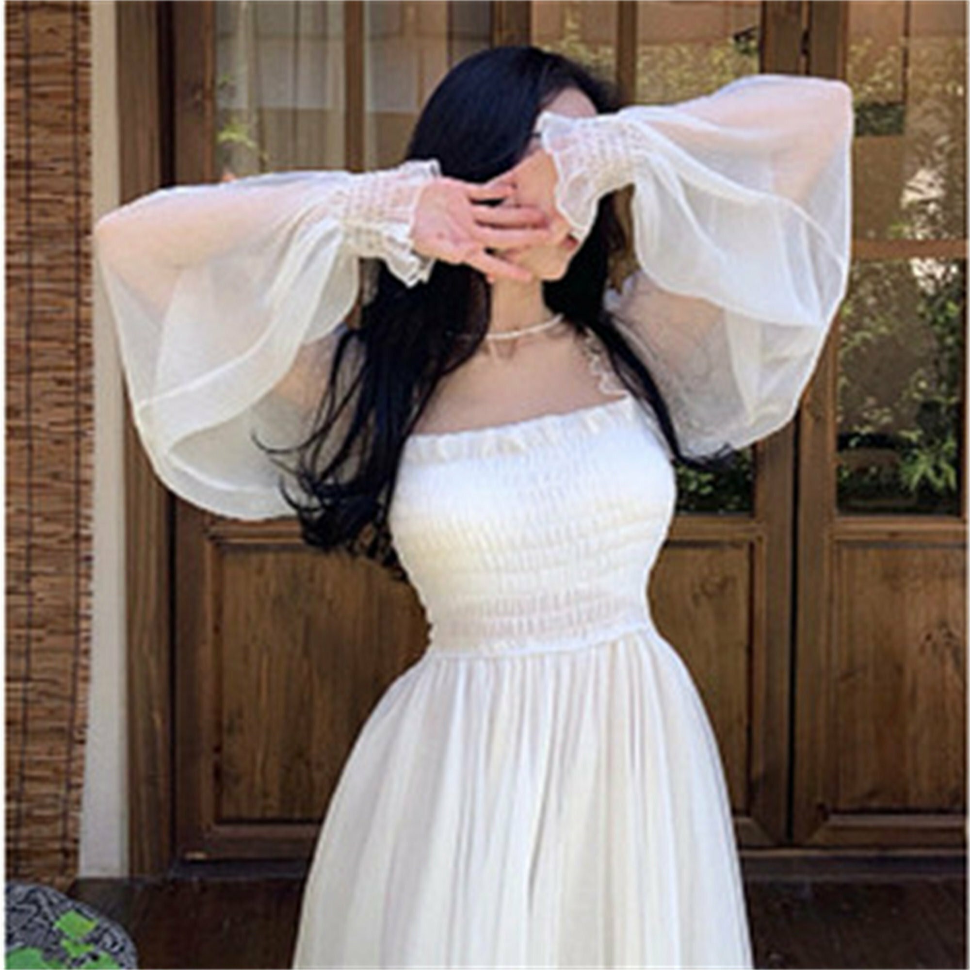 Y2K Grunge Fairy Dress - Waist Slimming Lantern Sleeves, Backless, Elegant Spring Outfit