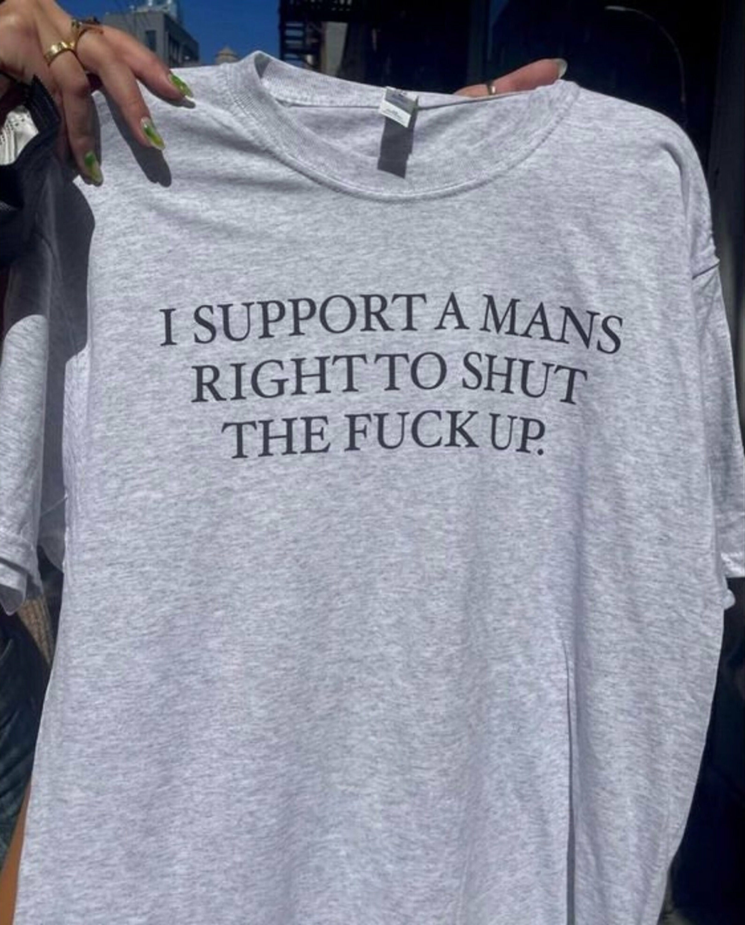 Y2K Grunge Fashion Tee - "I Support A Man's Right to Shut Up" Unisex Top