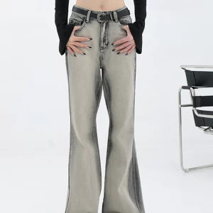 Y2K Grunge Flare Jeans - Vintage Denim Pants for Women