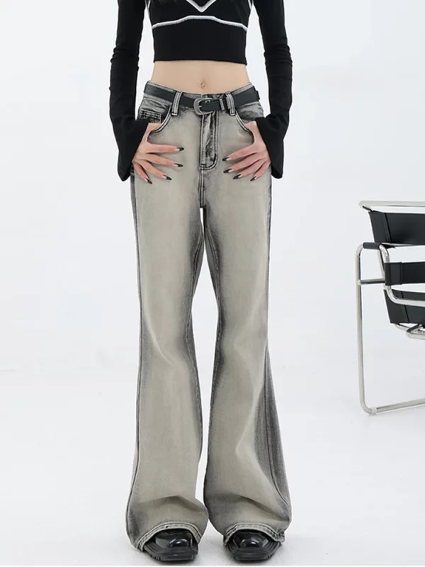 Y2K Grunge Flare Jeans - Vintage Denim Pants for Women