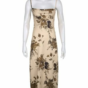 Y2K Grunge Floral Backless Maxi Dress - Elegant Party Outfit