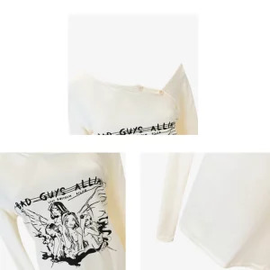 Y2K Grunge Gothic Harajuku Graphic Off Shoulder Crop Top