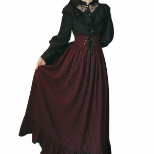 Y2K Grunge Gothic Lace Shirt Dress Set - Vintage 90s A-Line, Cottagecore, Prairie, Spring Out