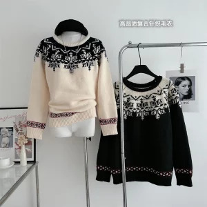 Y2K Grunge Gothic Sweater: Vintage O-Neck Pullover for Dark Academia Style