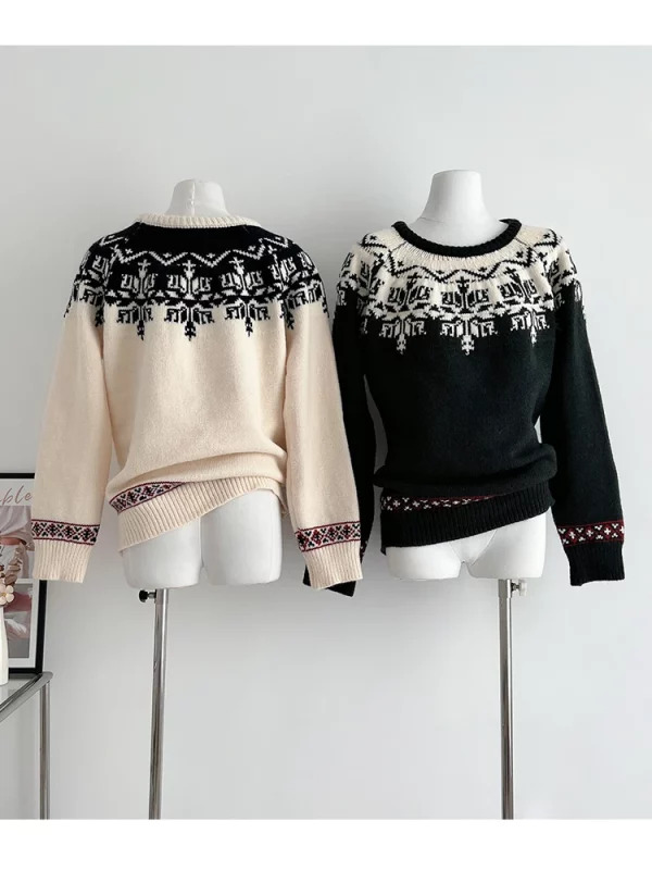 Y2K Grunge Gothic Sweater: Vintage O-Neck Pullover for Dark Academia Style