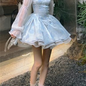 Y2K Grunge Halter Fairy Dress - Sweet Princess, Dreamy Birthday, Graduation Party, Summer Outfits