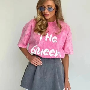 Y2K Grunge High Street Cotton T-Shirt - Vintage Pink Gray Loose Casual Short Sleeve Top