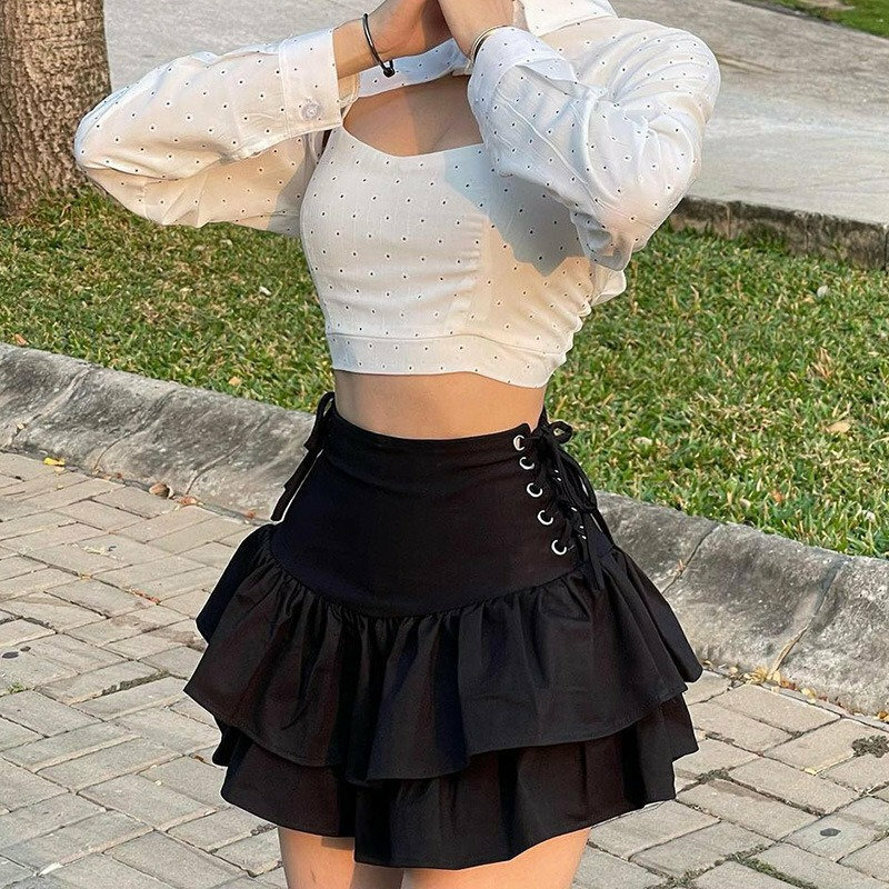 Y2K Grunge High Waist Bandage Mini Skirt - Harajuku Goth Streetwear for Women