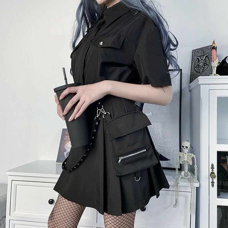 Y2K Grunge High-Waisted Bandage Mini Skirt - Gothic, Punk, Harajuku Streetwear