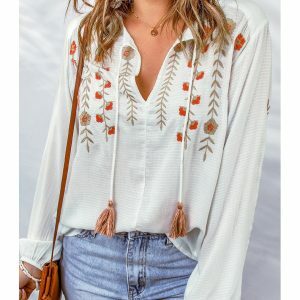 Y2K Grunge Loose Fit Cotton Pullover Tops - White Spring Summer Blouse Shirts