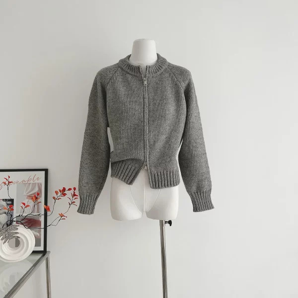 Y2K Grunge Retro Style Cardigan - Vintage O-Neck Zip Sweater for Women