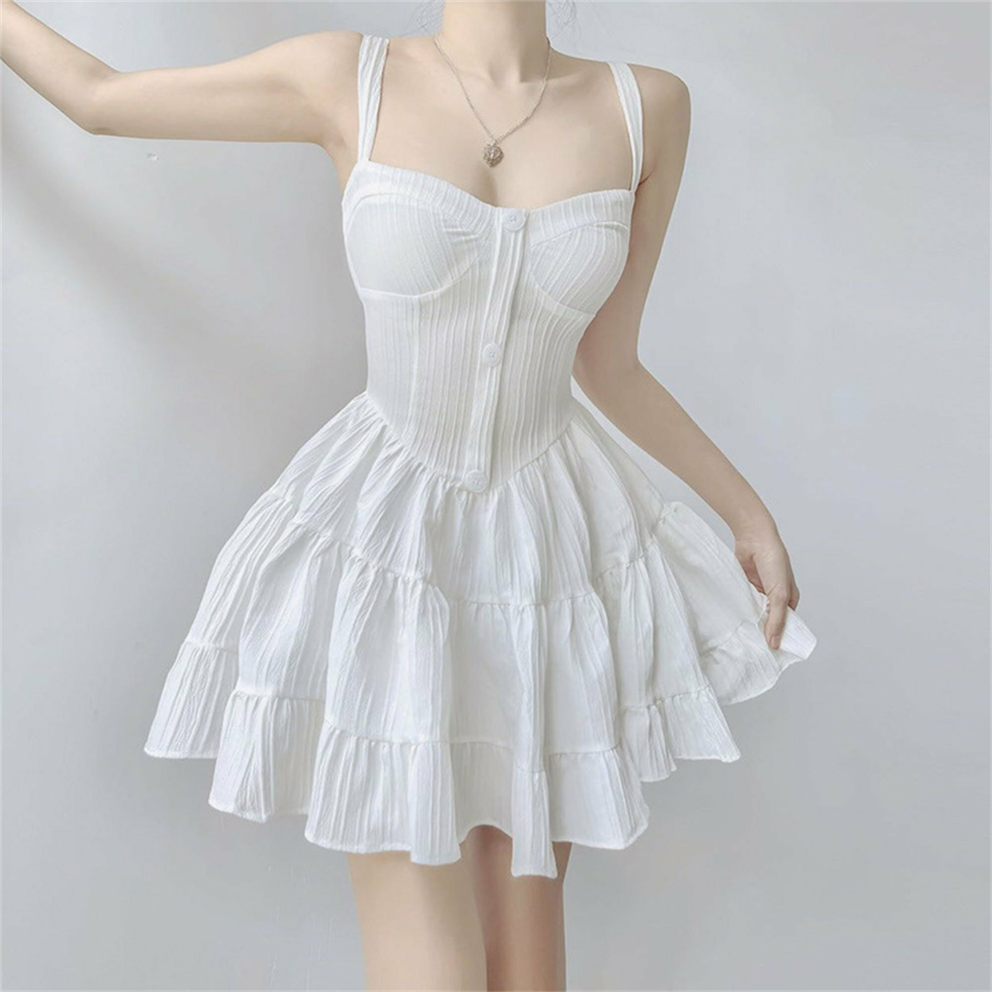 Y2K Grunge Slip Dress - Vintage Black & White Princess, Cottagecore Fairy, Homecoming Party Dress