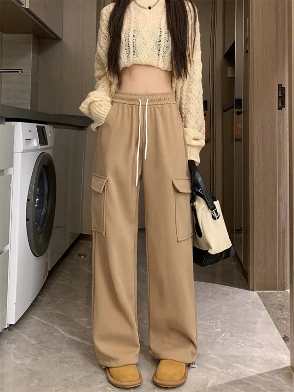 Y2K Grunge Streetwear Cargo Pants for Women - Vintage Style Sweatpants with Drawstring Waist