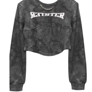 Y2K Grunge Streetwear Cropped Hoodie - Dark Academia Tie Dye Trashy Fashion