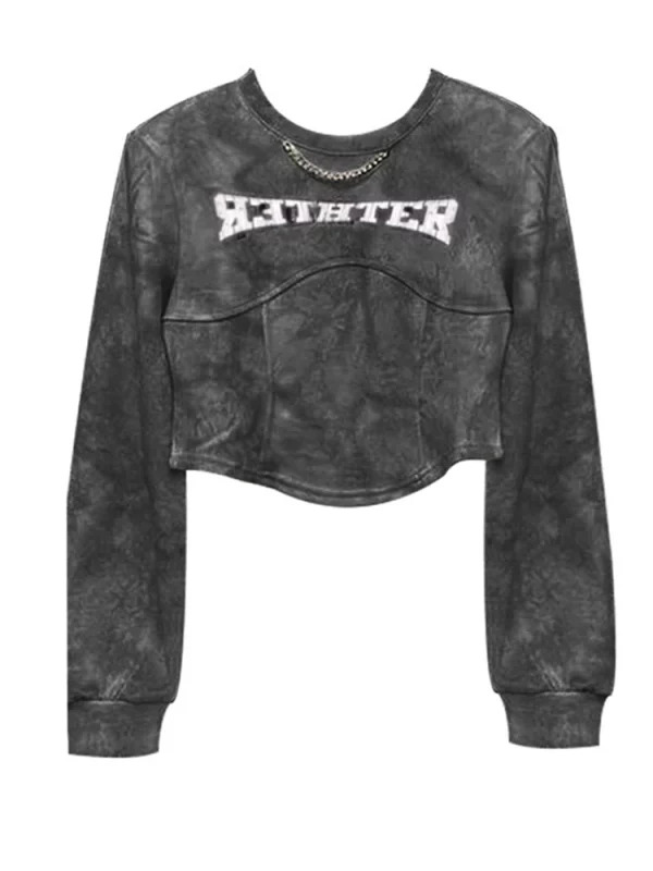 Y2K Grunge Streetwear Cropped Hoodie - Dark Academia Tie Dye Trashy Fashion