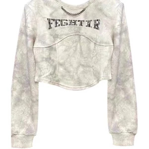 Y2K Grunge Streetwear Cropped Hoodie - Dark Academia Tie Dye Trashy Fashion