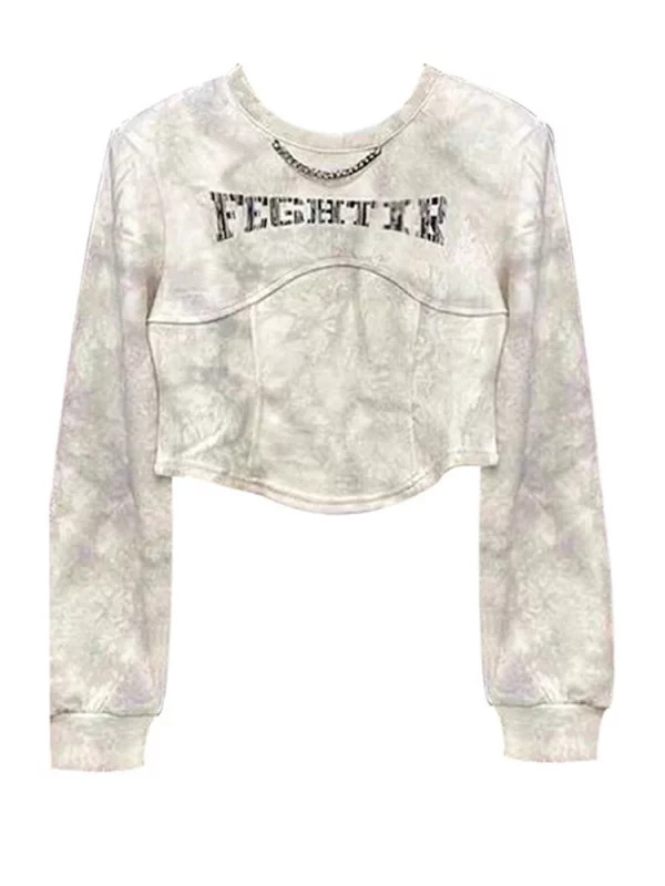 Y2K Grunge Streetwear Cropped Hoodie - Dark Academia Tie Dye Trashy Fashion