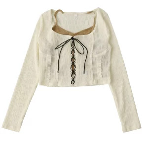 Y2K Grunge Style Crop Top with Lace-Up Detail - Women's Korean Fashion