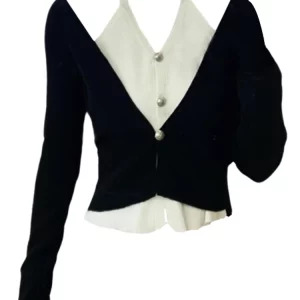 Y2K Grunge Style Cropped Sweater - Vintage French Fashion Cardigan with Rom-Com Core