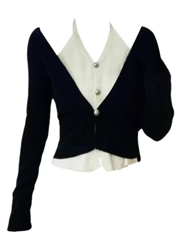 Y2K Grunge Style Cropped Sweater - Vintage French Fashion Cardigan with Rom-Com Core