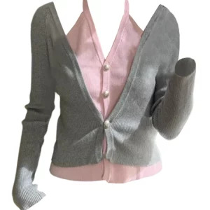 Y2K Grunge Style Cropped Sweater - Vintage French Fashion Cardigan with Rom-Com Core