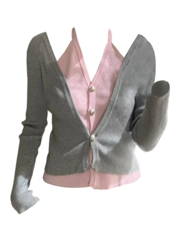 Y2K Grunge Style Cropped Sweater - Vintage French Fashion Cardigan with Rom-Com Core