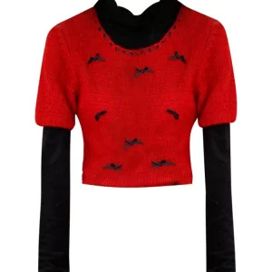 Y2K Grunge Style Cropped Sweater with Contrast Color Design