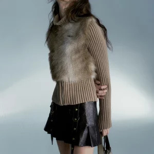 Y2K Grunge Style Fluffy Cardigan - Vintage French Fashion Zip Sweater