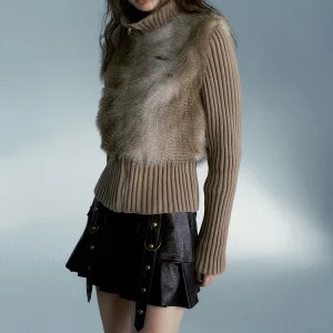 Y2K Grunge Style Fluffy Cardigan - Vintage French Fashion Zip Sweater