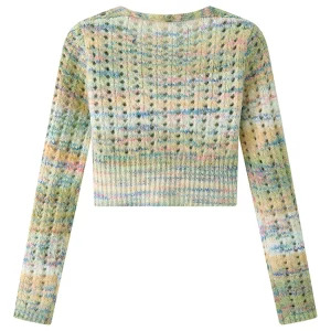 Y2K Grunge Style Hollow Out Jumper - Long Sleeve V-Neck Knitwear Top