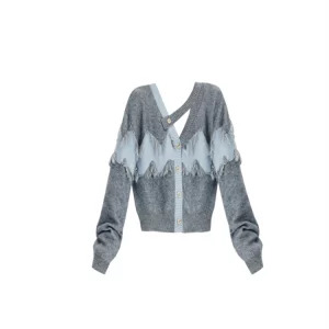 Y2K Grunge Style Knit Cardigan with Tassel Detail