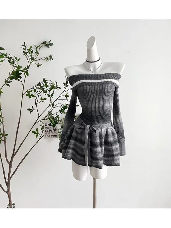 Y2K Grunge Style Knit Mini Dress - Vintage Inspired Evening Party Outfit