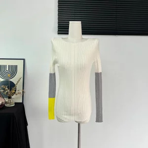 Y2K Grunge Style Knit Top - Long Sleeve O-Neck T-Shirt for Women