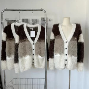 Y2K Grunge Style Mohair Cropped Sweater - Vintage Oversize Cardigan