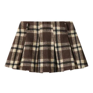 Y2K Grunge Style Oversize Faux Leather Jacket with Plaid Mini Skirt