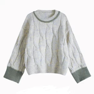 Y2K Grunge Style Oversized Sweater with Contrast Colors