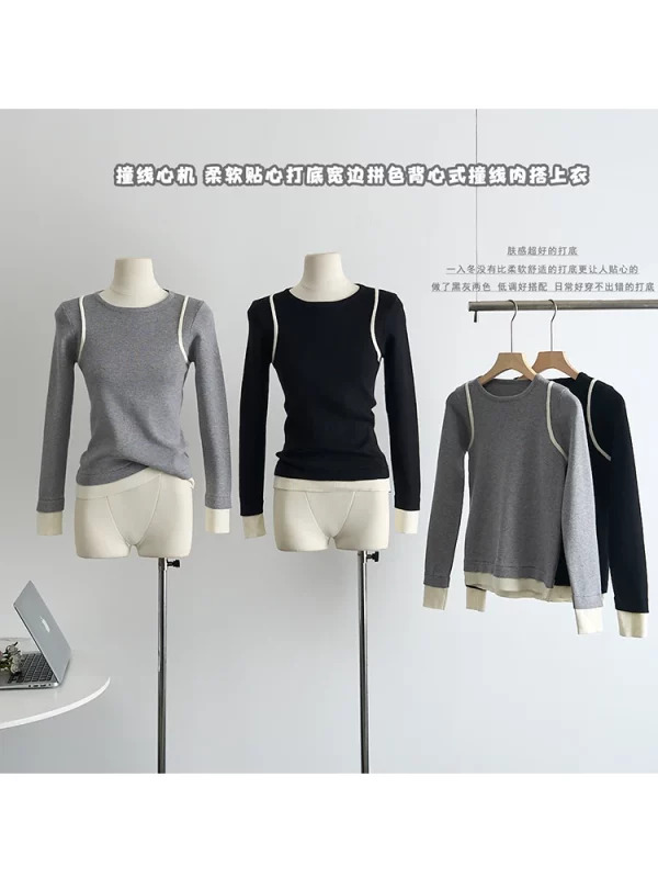 Y2K Grunge Style Patchwork Sweater - Vintage Long Sleeve Top for Women