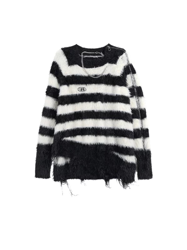 Y2K Grunge Style Plush Jumper - Loose Sweater for Women