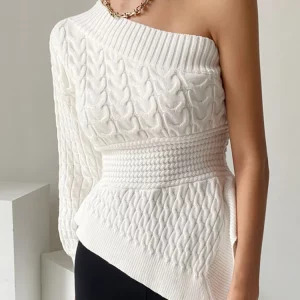 Y2K Grunge Style Strapless Sweater - Vintage French Fashion with Irregular Design