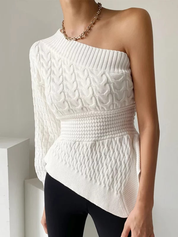 Y2K Grunge Style Strapless Sweater - Vintage French Fashion with Irregular Design