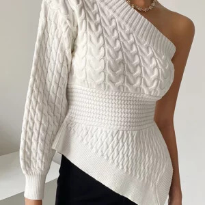 Y2K Grunge Style Strapless Sweater - Vintage French Fashion with Irregular Design